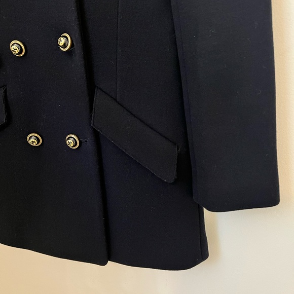 Gucci Dark Navy BlueWool Coat with Back strap - Picture 4 of 14